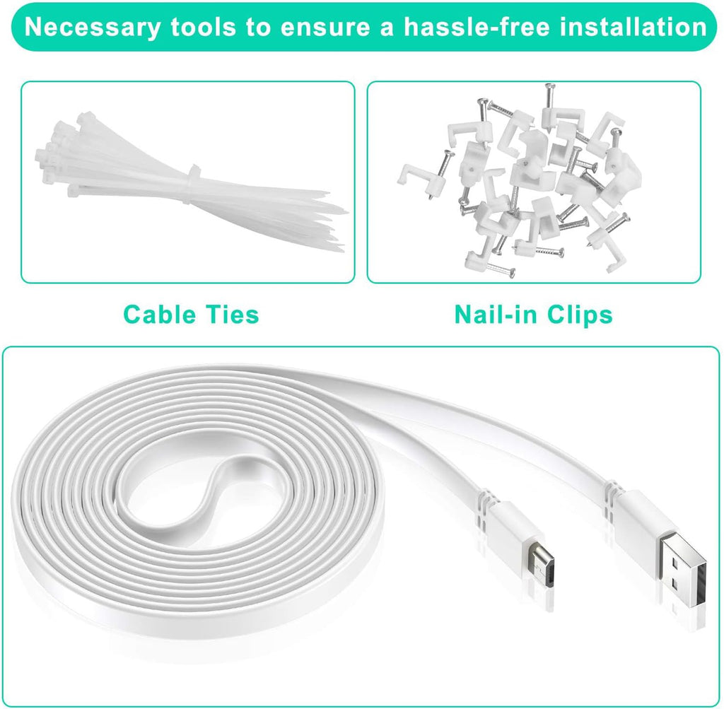 Micro USB Extension Cable 20Ft(2Pack),Micro USB Cable Charging Power Cord Flat Long for Security Camera Wyze Cam V4 V3,OG,V3 Pro,Blink Outdoor 3Rd Gen,Xt,Mini,Ring Stick up Cam