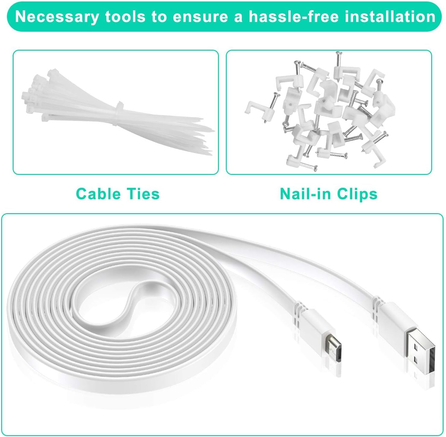 Micro USB Extension Cable 20Ft(2Pack),Micro USB Cable Charging Power Cord Flat Long for Security Camera Wyze Cam V4 V3,OG,V3 Pro,Blink Outdoor 3Rd Gen,Xt,Mini,Ring Stick up Cam