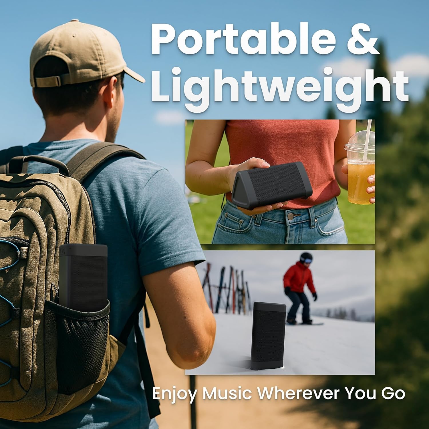 Oontz Angle 3 Portable Bluetooth Speaker 5.4 | 12W Sound, 24-Hr Battery, 100Ft Wireless Range, IPX5 Water-Resistant, Budget-Friendly Small Speaker, Great White Elephant Gifts for Adults (Black)