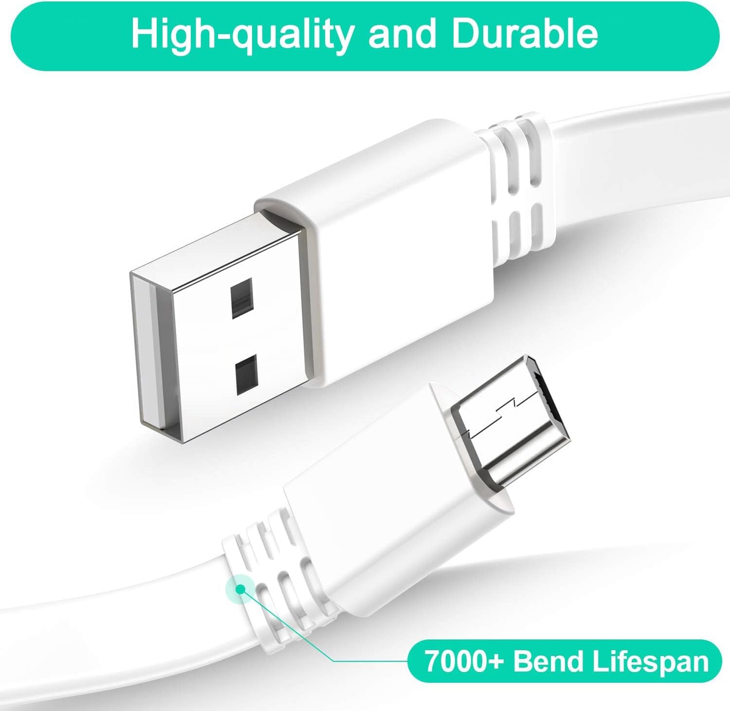 Micro USB Extension Cable 20Ft(2Pack),Micro USB Cable Charging Power Cord Flat Long for Security Camera Wyze Cam V4 V3,OG,V3 Pro,Blink Outdoor 3Rd Gen,Xt,Mini,Ring Stick up Cam